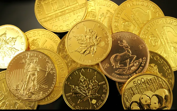 A pile of gold coins